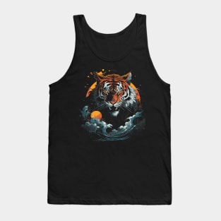 Moonlight Tiger Chinese Japanese China Ancien Tank Top